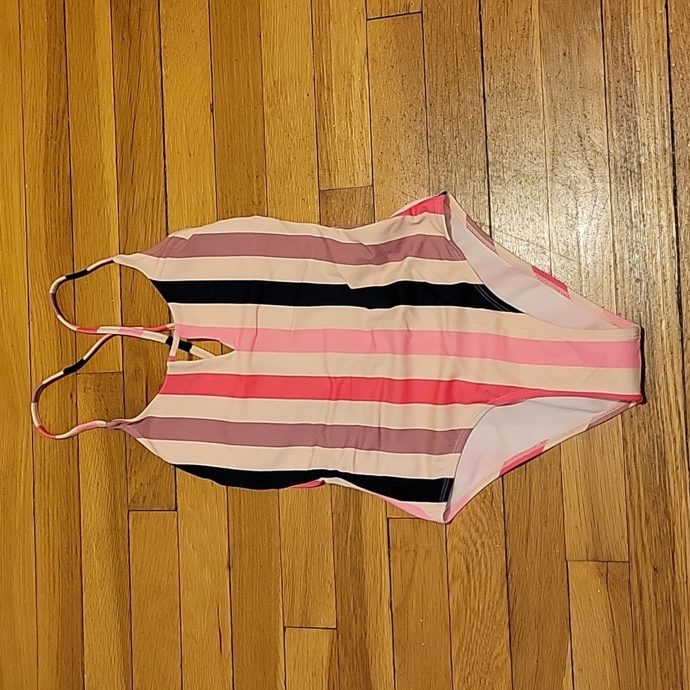 NWOT Xhilaration Striped Nautical One Piece Cutout Bikini Swimsuit XS